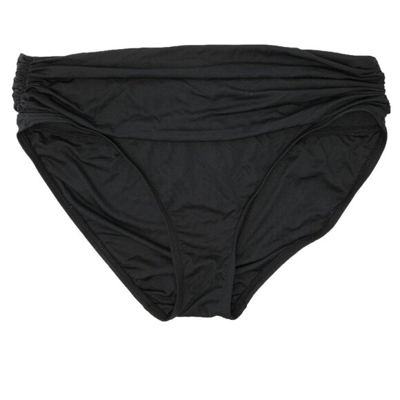 Carmen Marc Valvo Ruched Bikini Bottom Swimsuit Black Stretch Beach Pool - Picture 3 of 6